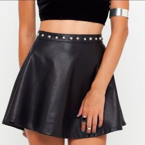 MOTEL ROCKS Flute Studded Faux Leather Skirt S